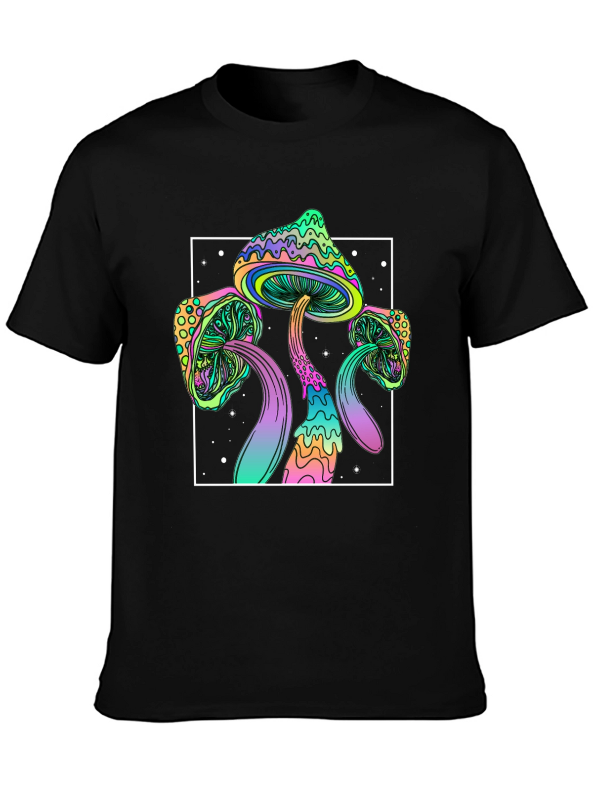 Psychedelic Mushroom T-Shirt - Black Trippy Tee