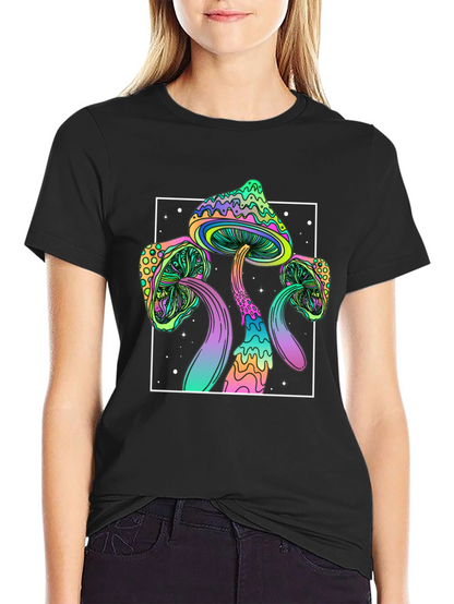 Psychedelic Mushroom T-Shirt - Black Trippy Tee