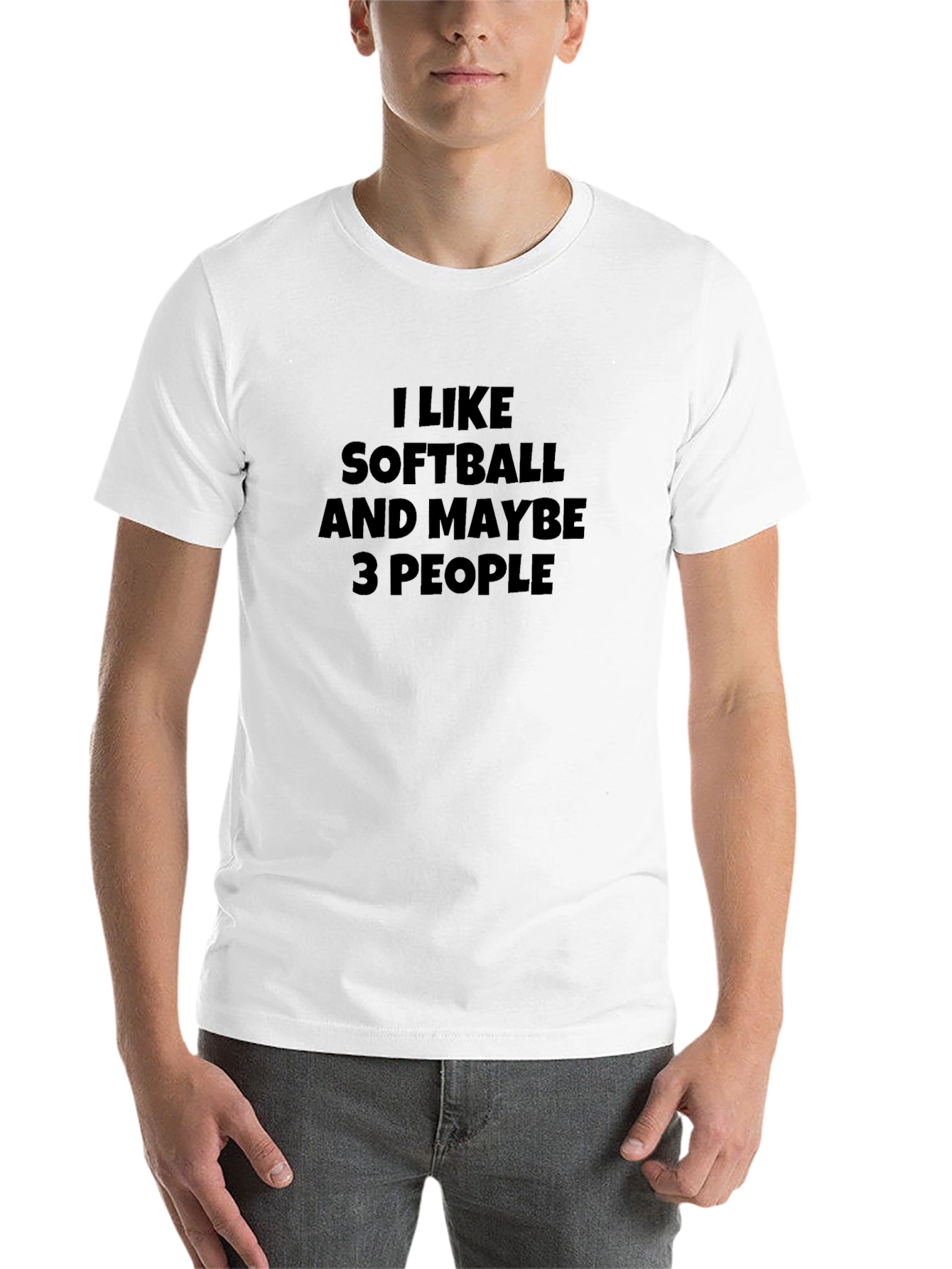I Like Softball and Maybe 3 People Black T-Shirt