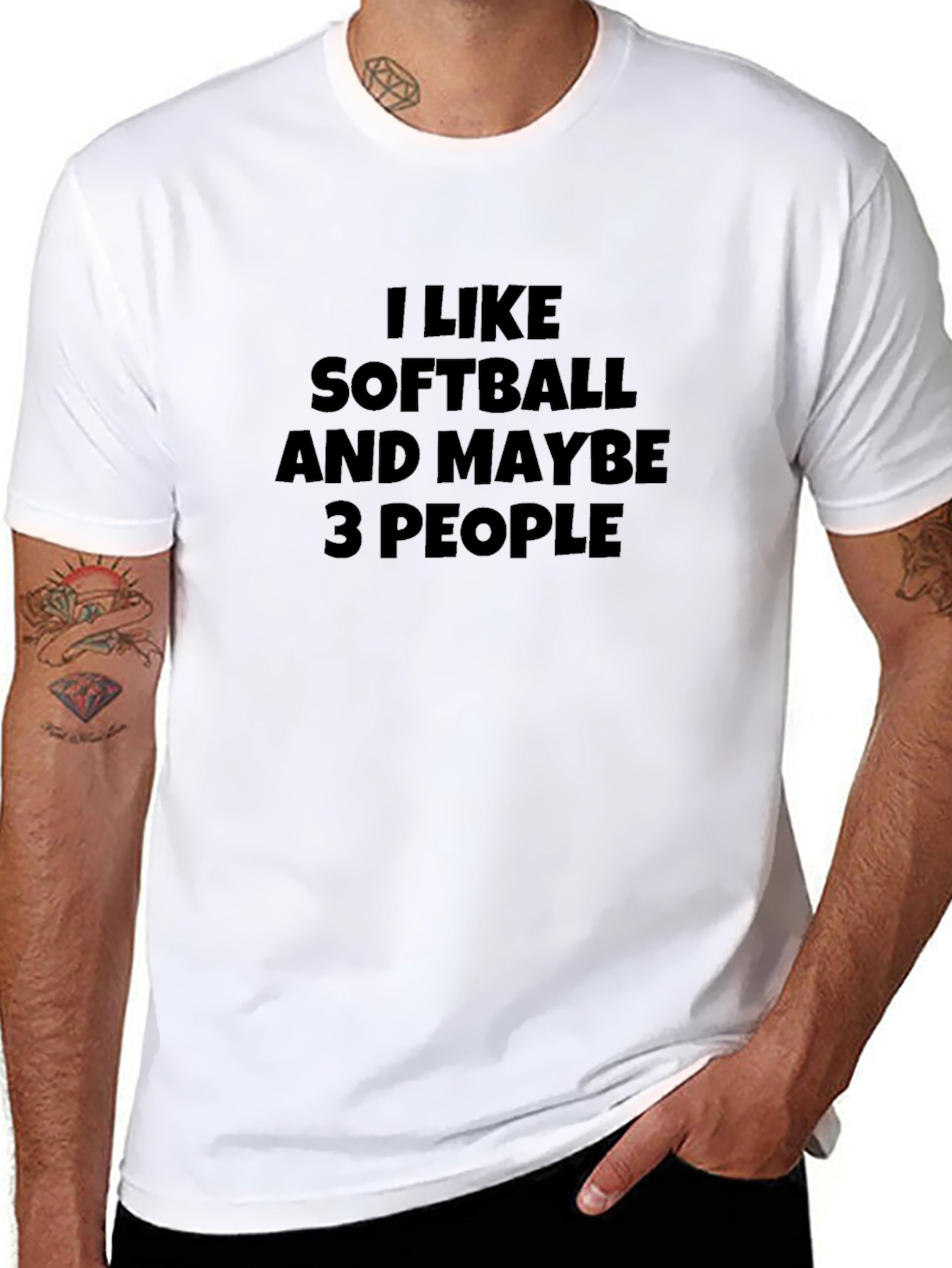 I Like Softball and Maybe 3 People Black T-Shirt