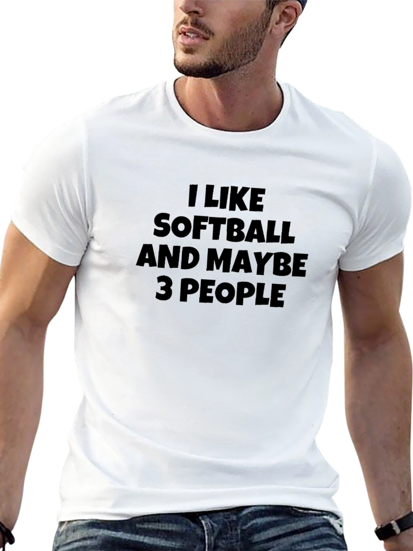 I Like Softball and Maybe 3 People Black T-Shirt