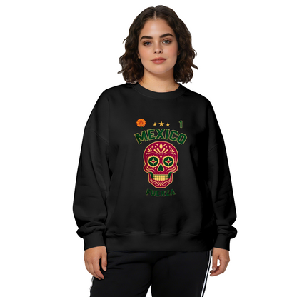 Mexico Sugar Skull Fuerza Number 1 Graphic Crewneck Sweatshirt