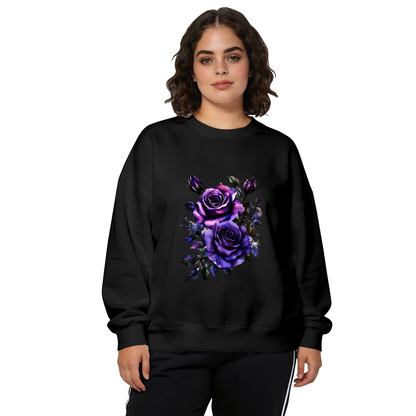 Moody Dark Purple Watercolor Roses Crewneck Sweatshirt