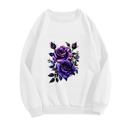 Moody Dark Purple Watercolor Roses Crewneck Sweatshirt
