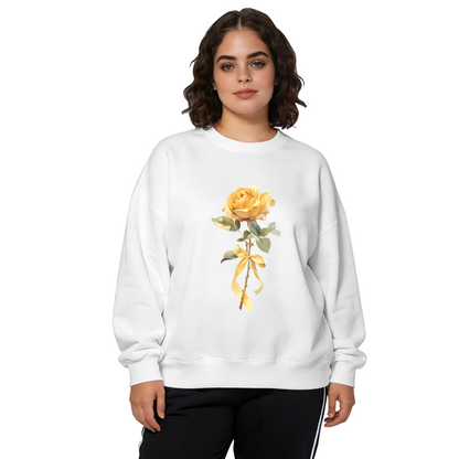 Luxe Glitter Purple Rose Graphic Black Crewneck Sweatshirt