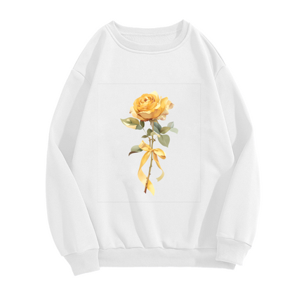 Luxe Glitter Purple Rose Graphic Black Crewneck Sweatshirt