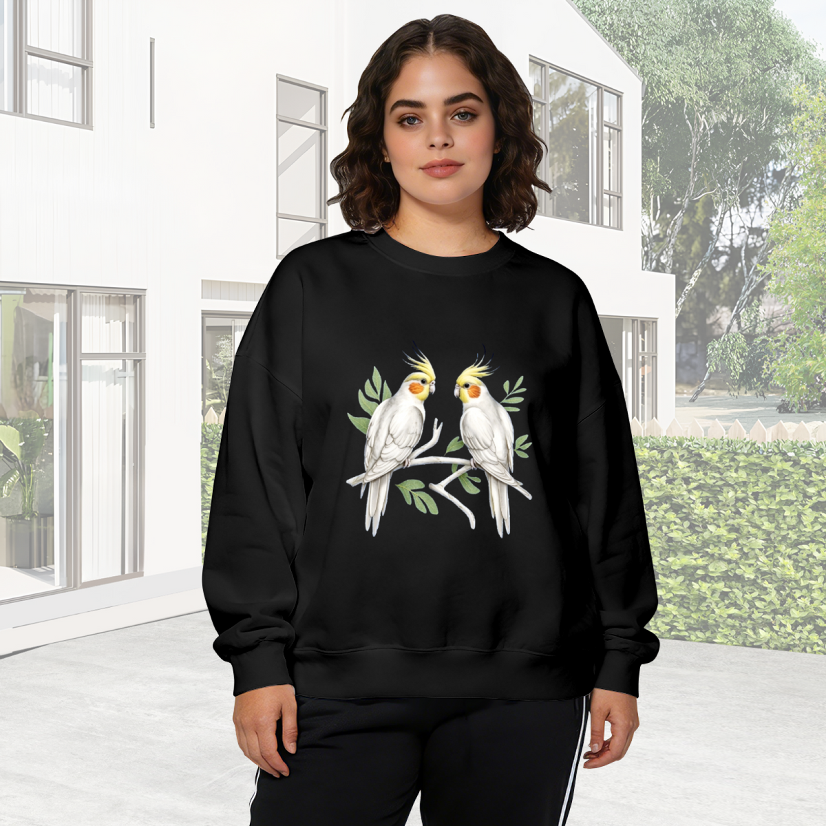 Lovely Cockatiel Bird Nature Art Crewneck Sweatshirt