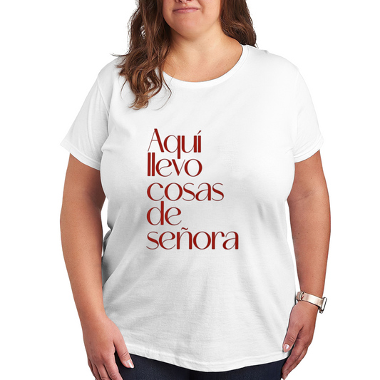 Spanish Quote Aquí Llevo Cosas De Señora Minimal Tee