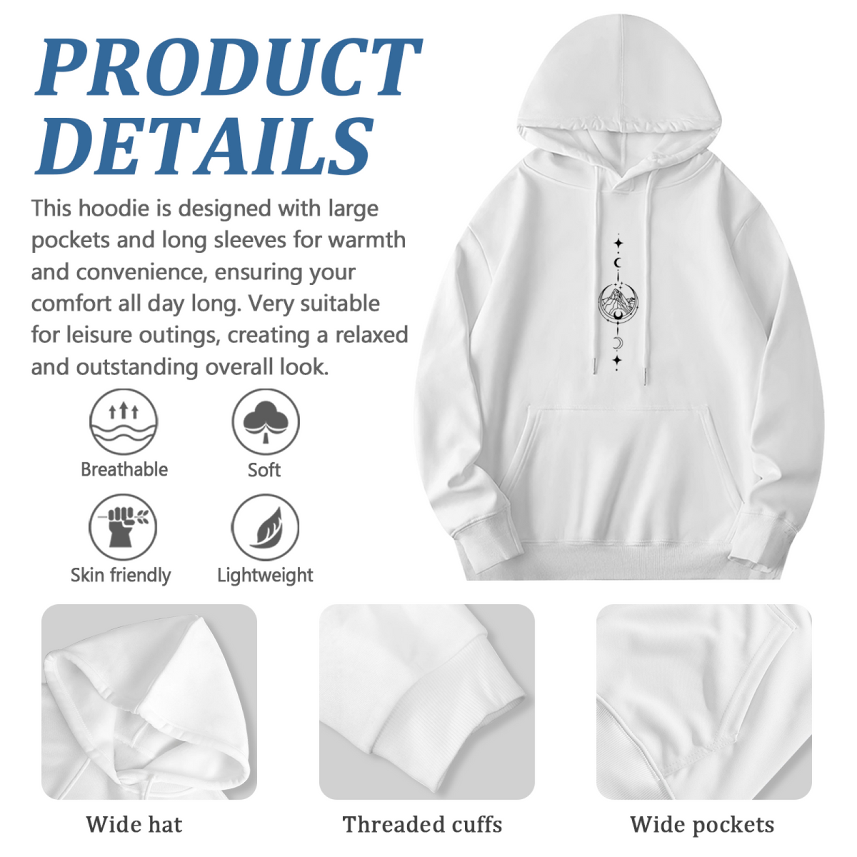 Mystic Mountain Moon Celestial Symbol Hoodie
