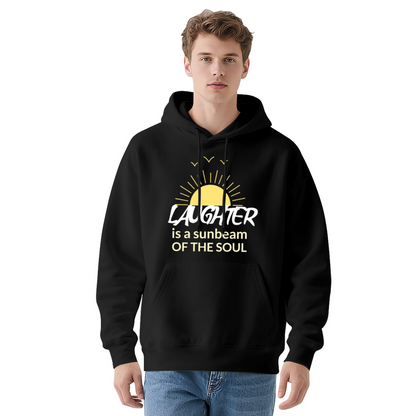 Laughter Is A Sunbeam Of The Soul Sun Graphic Hoodie, Warm Comfort Red Sweatshirt