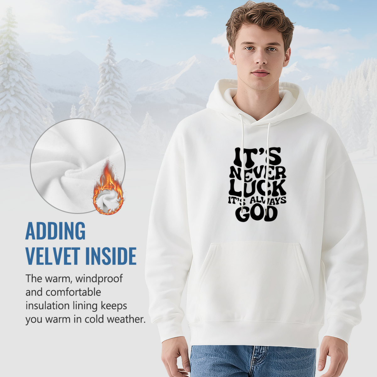 It¡¯s Never Luck It¡¯s Always God Faith Slogan Hoodie