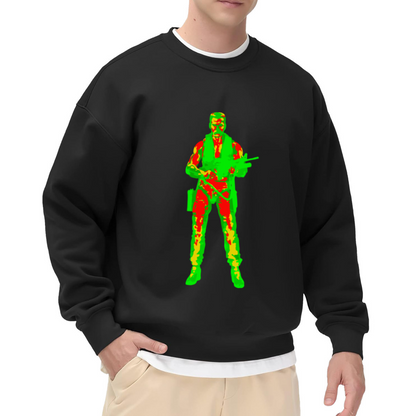 Thermal Vision Soldier Military Action Figure Graphic Crewneck Sweatshirt