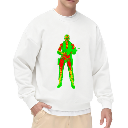 Thermal Vision Soldier Military Action Figure Graphic Crewneck Sweatshirt