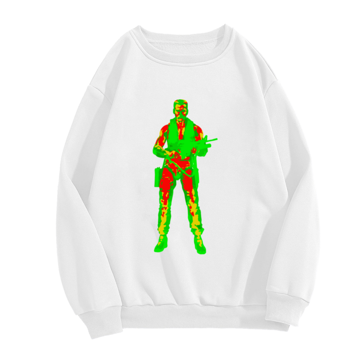 Thermal Vision Soldier Military Action Figure Graphic Crewneck Sweatshirt