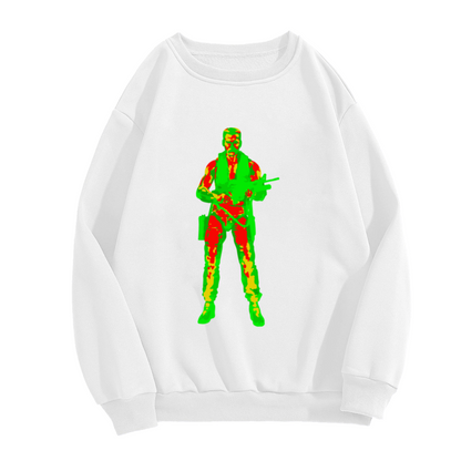 Thermal Vision Soldier Military Action Figure Graphic Crewneck Sweatshirt