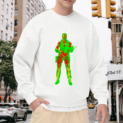 Thermal Vision Soldier Military Action Figure Graphic Crewneck Sweatshirt