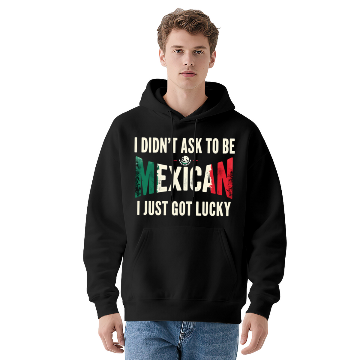 Unisex Multi-Color Hoodie: Lucky Mexican Print, Streetwear Vibe