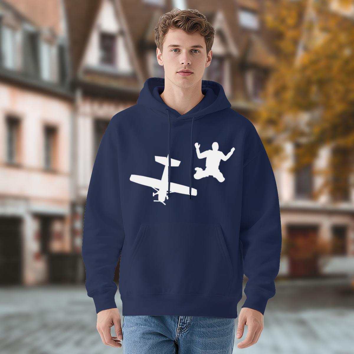 Skydiving Airplane Silhouette Unisex Hoodie, Soft Daily Comfort