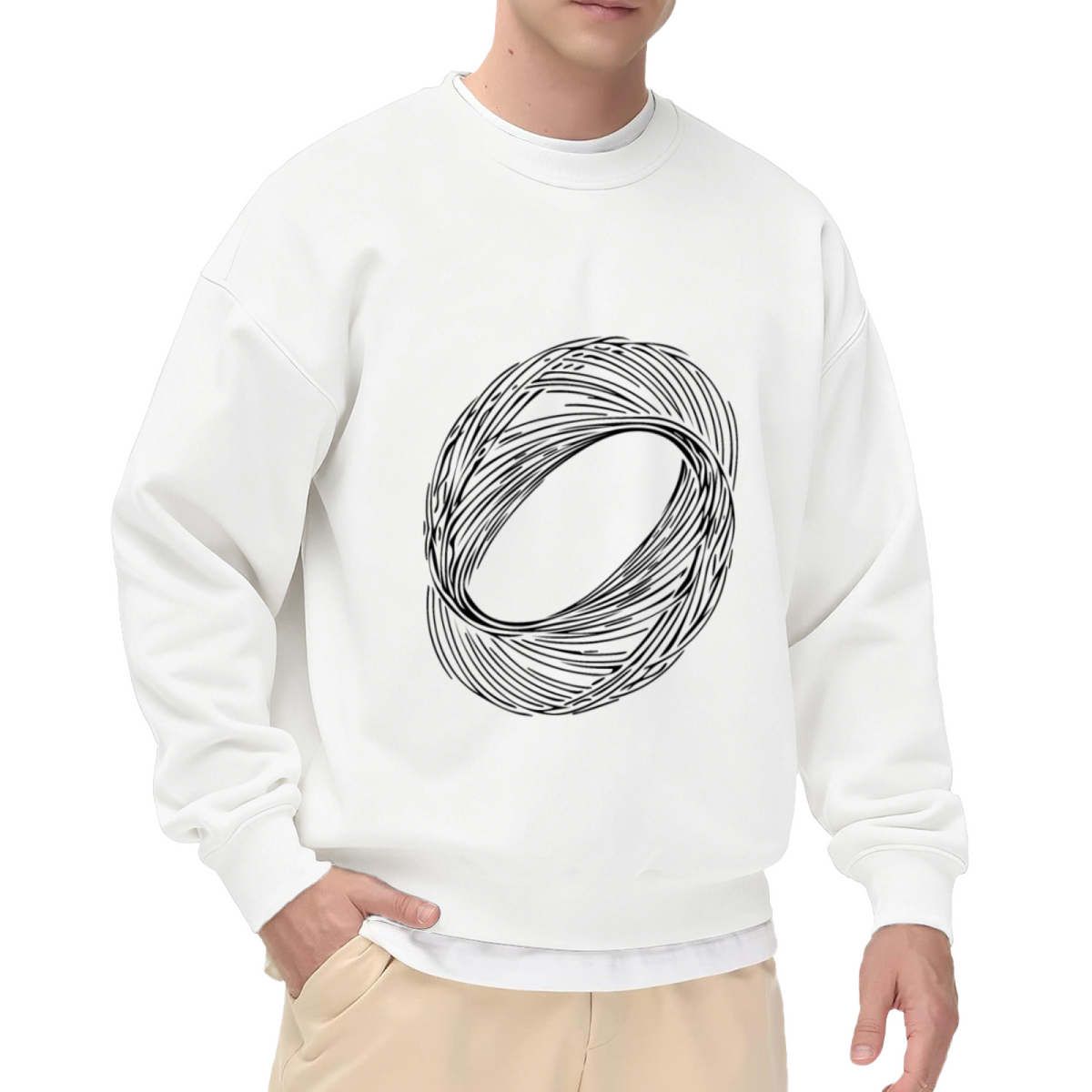 Abstract Sketch Oval Art Minimalist Graphic Crewneck Sweatshirt