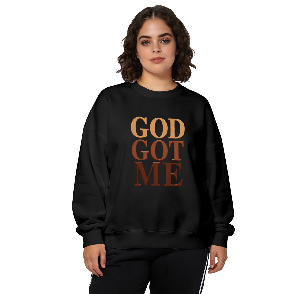 Faith?Inspired God Got Me Letter Print Crewneck Sweatshirt