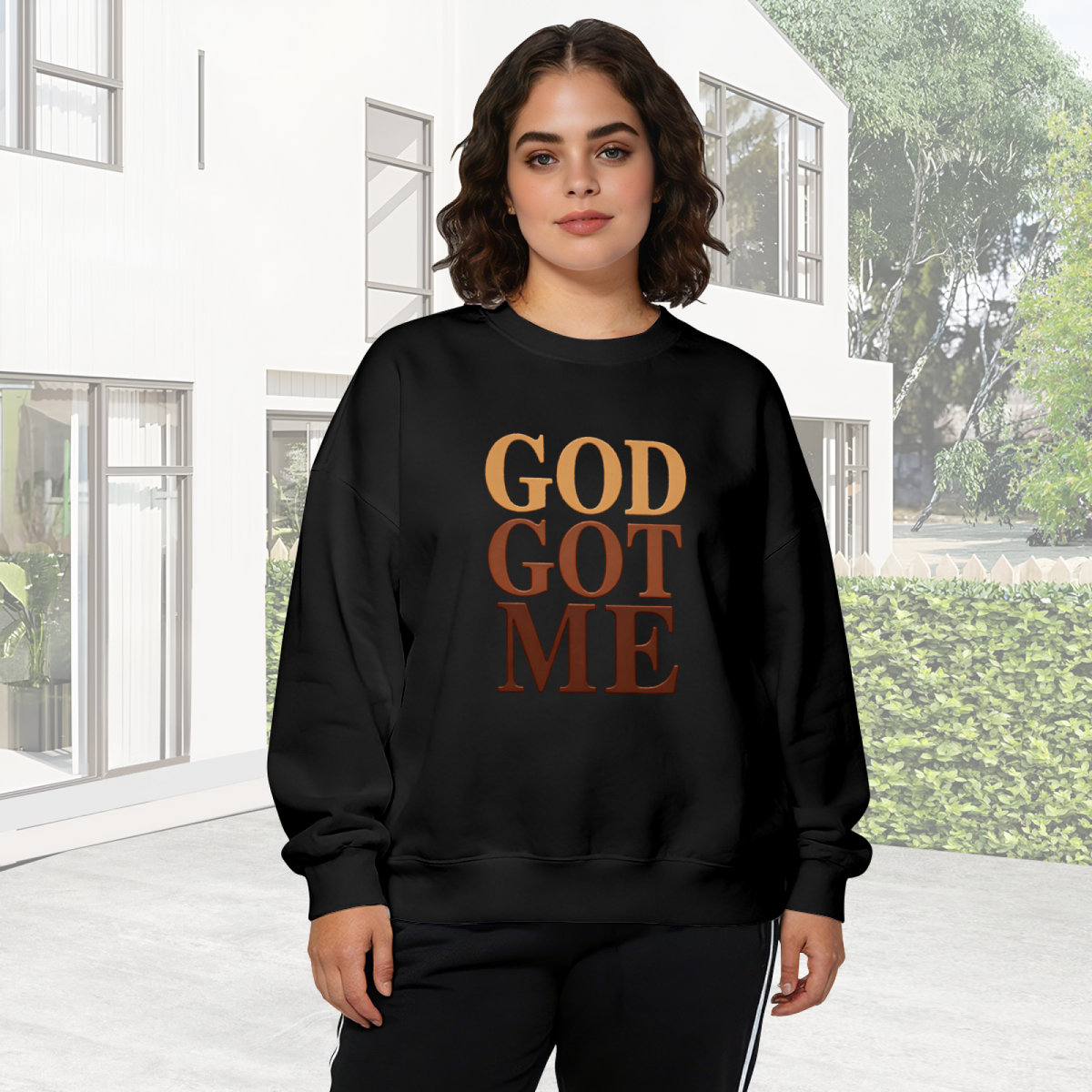 Faith?Inspired God Got Me Letter Print Crewneck Sweatshirt