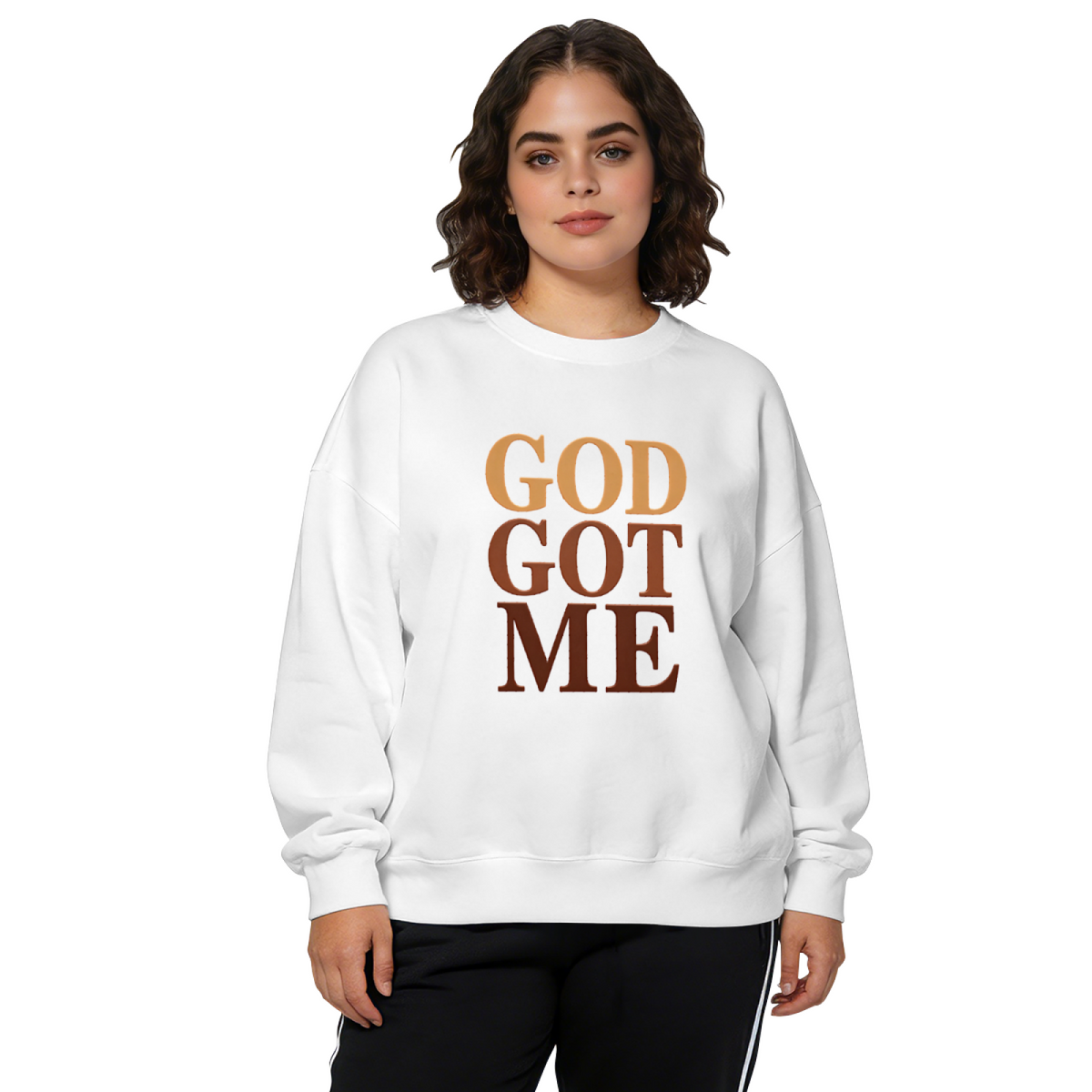 Faith?Inspired God Got Me Letter Print Crewneck Sweatshirt