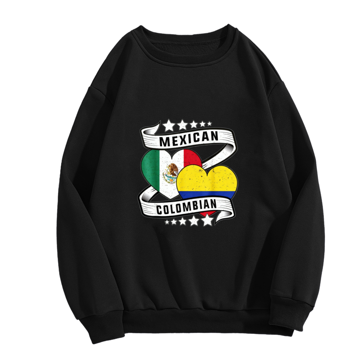Mexican Colombian Dual Heritage Flag?Heart Graphic Crewneck Sweatshirt