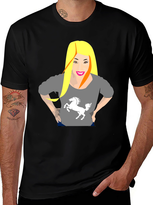 Novelty Graphic Tee - Woman with Unicorn