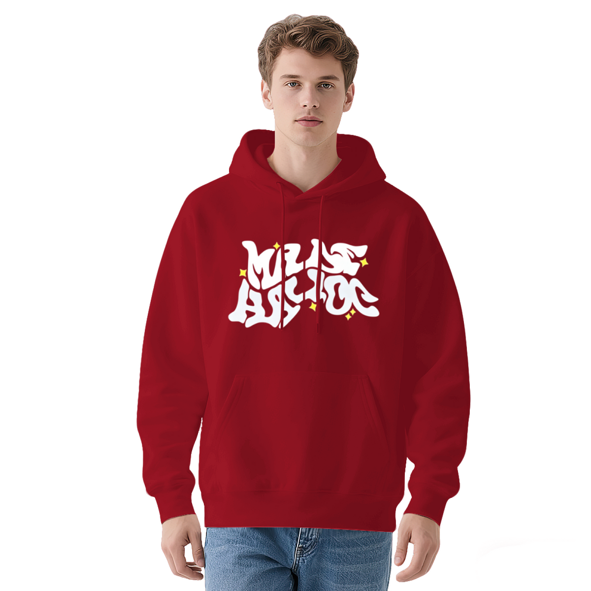 Graffiti Letter With Star Accent Trendy Hooded Sweatshirt