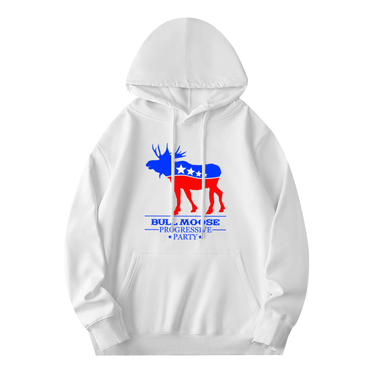 Bull Moose Progressive Party Vintage Patriotic White Hoodie, Relax Comfort Fit
