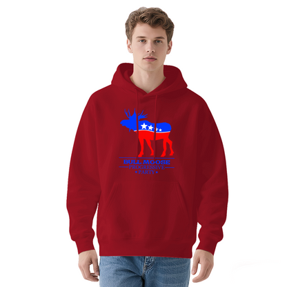 Bull Moose Progressive Party Vintage Patriotic White Hoodie, Relax Comfort Fit