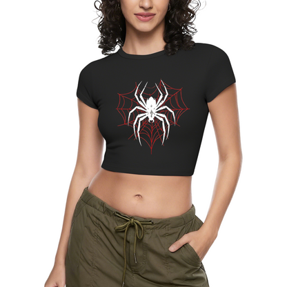 Gothic White Spider Red Web Black Crop Tee ¨C Dark Grunge Streetwear Top 4.