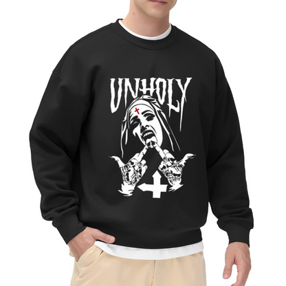 Unholy Dark Gothic Nun Metal Inverted Cross Edgy Crewneck Sweatshirt