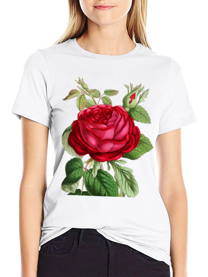 Red Rose Graphic T-Shirt - Botanical Design