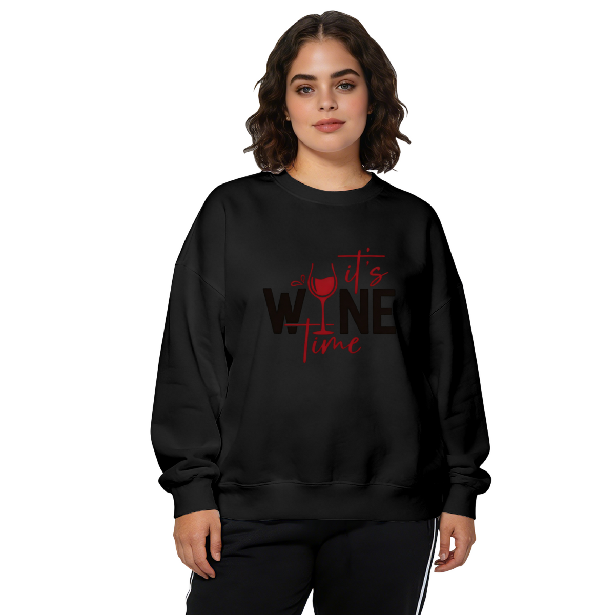It's Wine Time Graphic Crewneck Sweatshirt