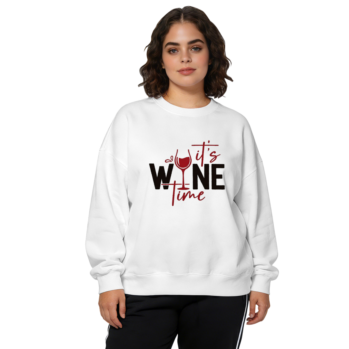 It's Wine Time Graphic Crewneck Sweatshirt