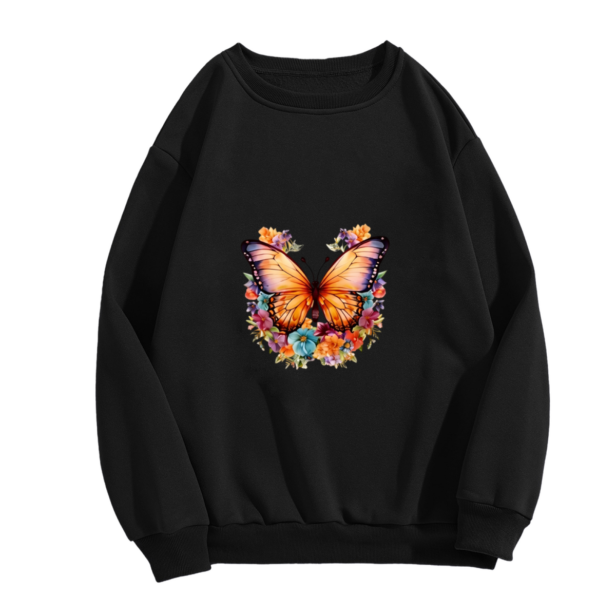Stunning Floral Wreath Monarch Butterfly Crewneck Sweatshirt