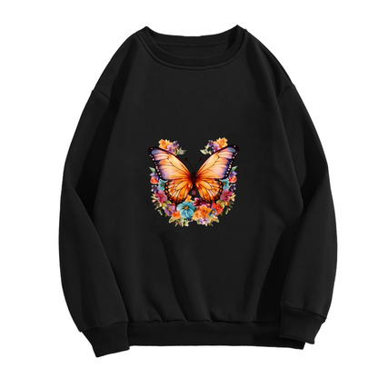 Stunning Floral Wreath Monarch Butterfly Crewneck Sweatshirt