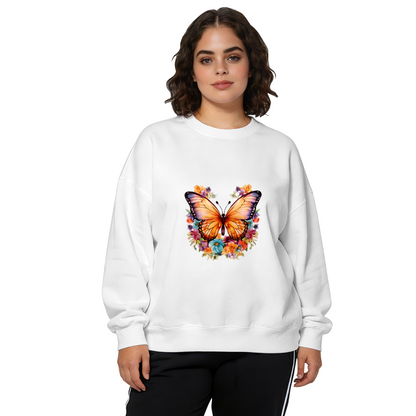 Stunning Floral Wreath Monarch Butterfly Crewneck Sweatshirt