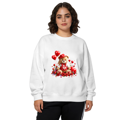 Lovely Valentine Teddy Bear Heart Balloon Crewneck Sweatshirt