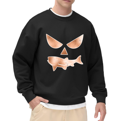 Retro Copper Pumpkin Shark Jack O'Lantern Halloween Crewneck Sweatshirt