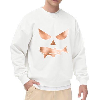 Retro Copper Pumpkin Shark Jack O'Lantern Halloween Crewneck Sweatshirt