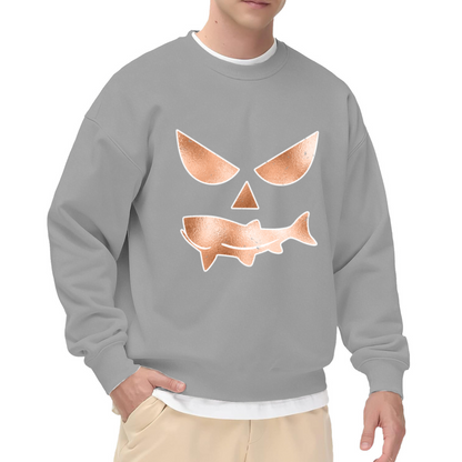 Retro Copper Pumpkin Shark Jack O'Lantern Halloween Crewneck Sweatshirt