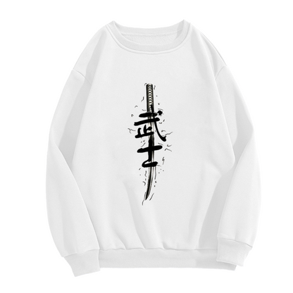Samurai Blade Warrior Graphic Layered Sweatshirt