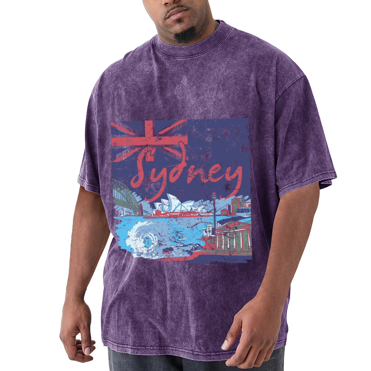 Sydney Australia Flag Retro Distressed Skyline T-Shirt