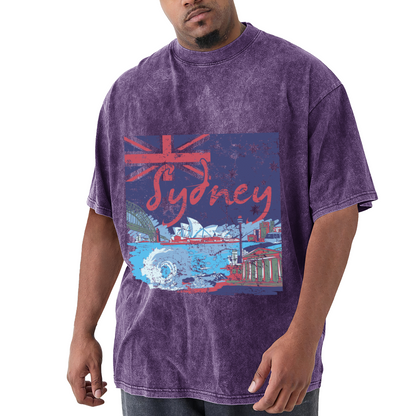 Sydney Australia Flag Retro Distressed Skyline T-Shirt