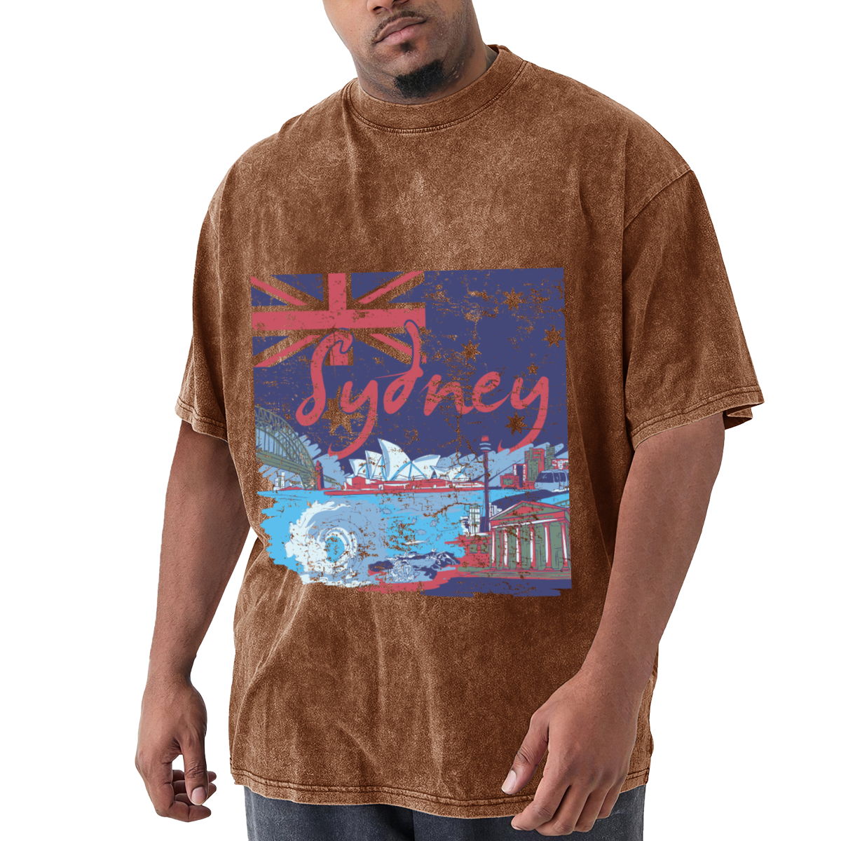 Sydney Australia Flag Retro Distressed Skyline T-Shirt