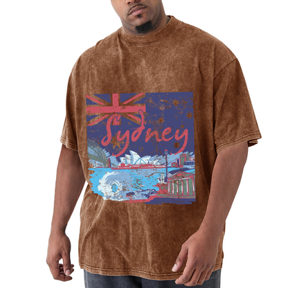 Sydney Australia Flag Retro Distressed Skyline T-Shirt
