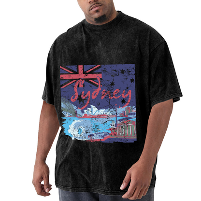 Sydney Australia Flag Retro Distressed Skyline T-Shirt