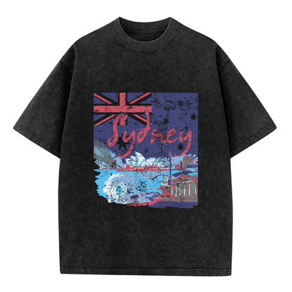 Sydney Australia Flag Retro Distressed Skyline T-Shirt